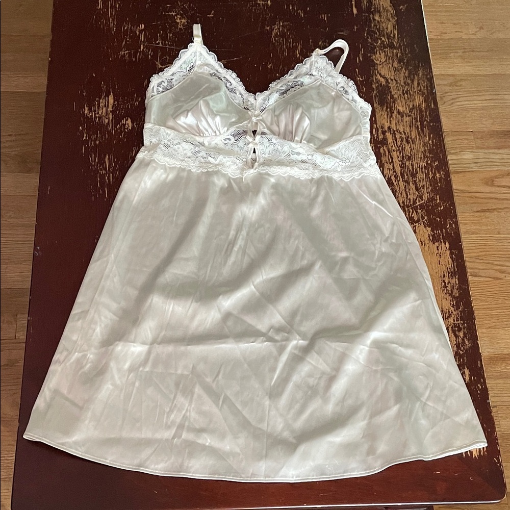 Mentionables Iridescent Lace and Satin Slip Champagne Medium NWOT